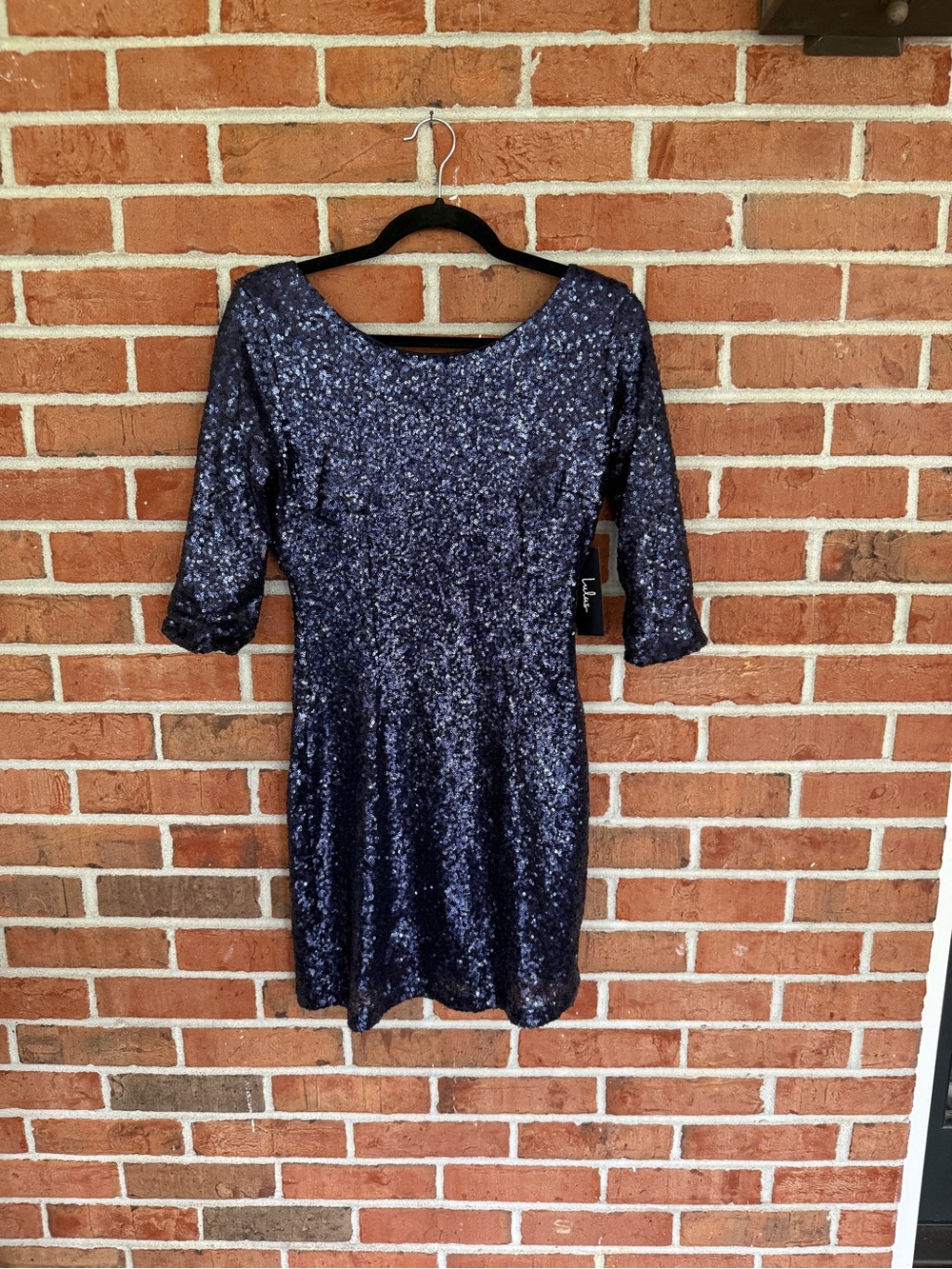 Lulu's Navy Sequin Long Sleeve Mini Dress